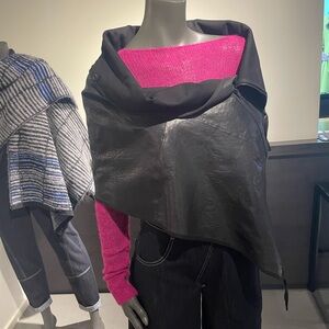 Black leather poncho/collar